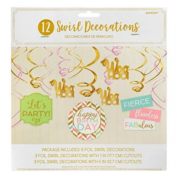 Pastel Confetti Hanging Swirl Decorations (12pc)