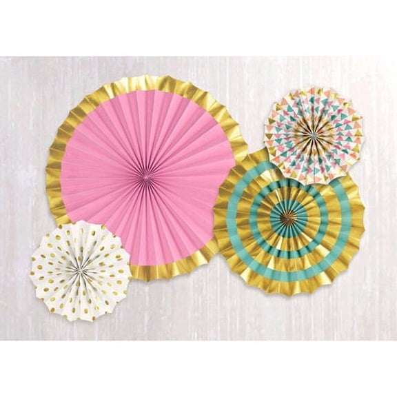 Pastel Confetti Paper Fan Decorations (4pc)