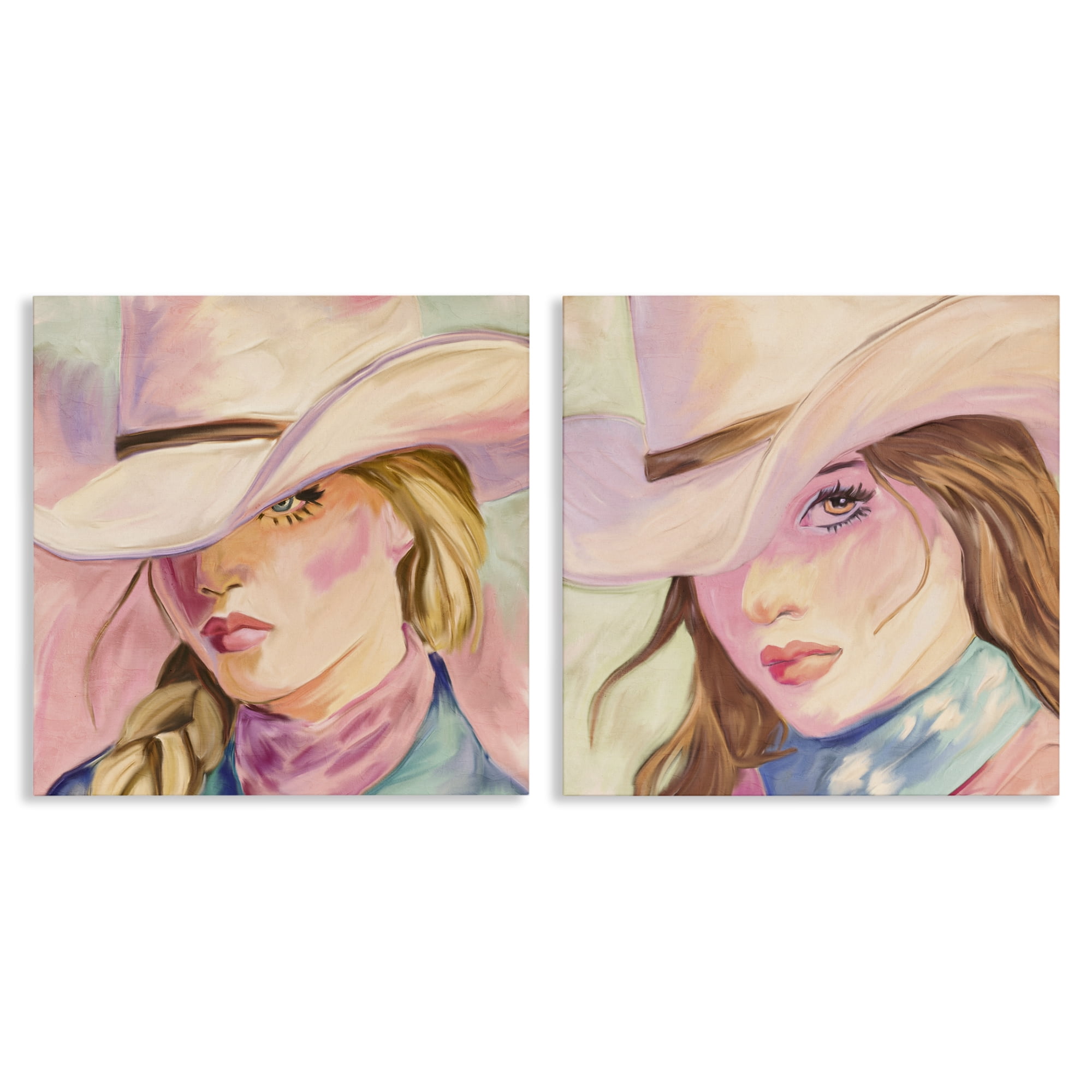 Pastel Cowgirls Gazing 2 Piece Canvas Wall Art Set, design by Kim Allen
