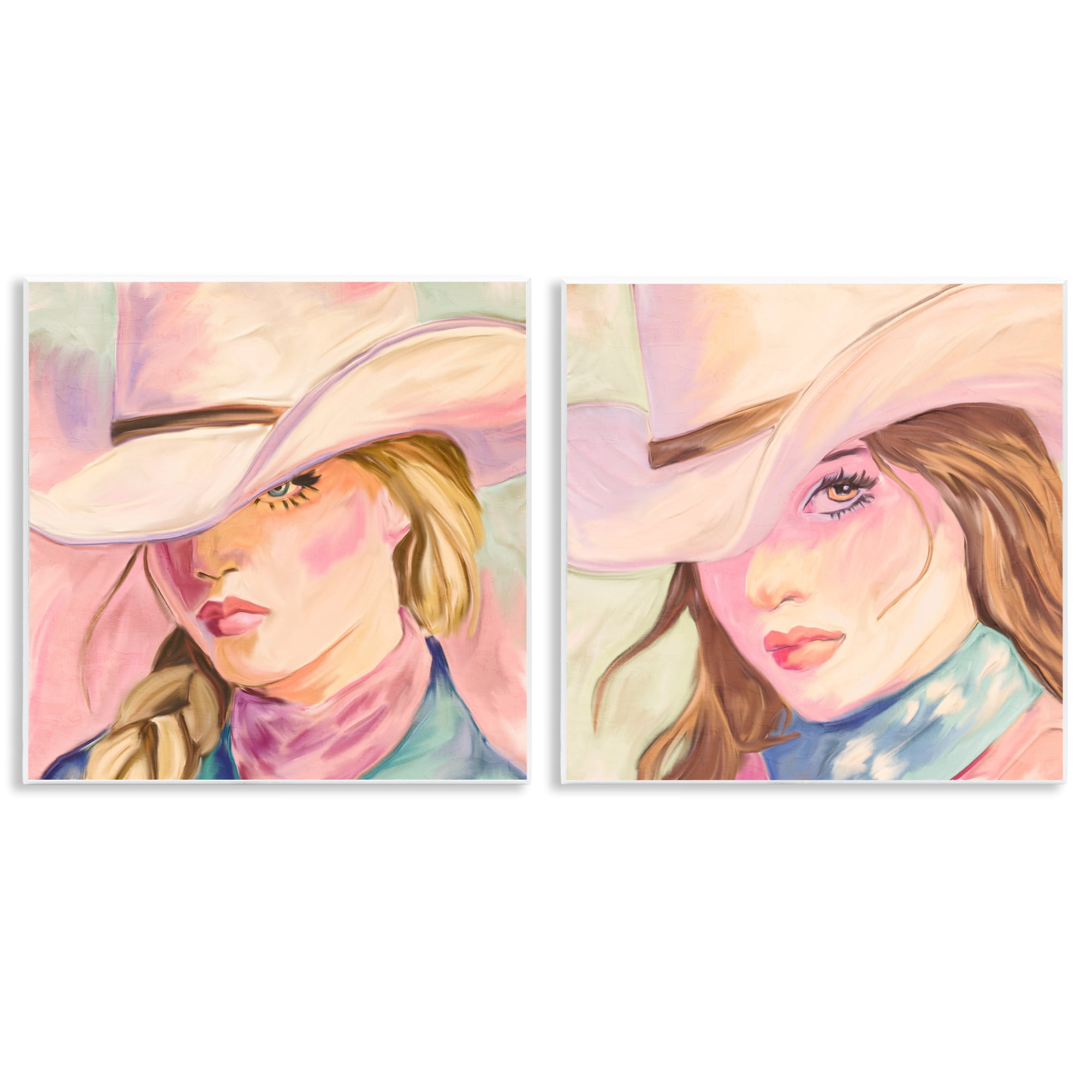 Pastel Cowgirls Gazing 2 Piece Wall Plaque Art Set, design by Kim Allen
