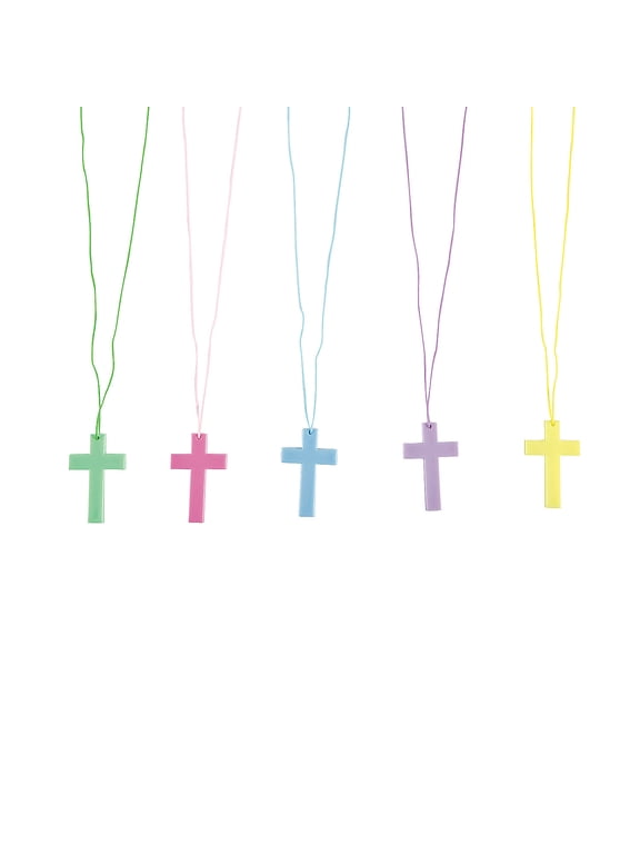 Pastel Crystal Cross Necklaces - Jewelry - 48 Pieces