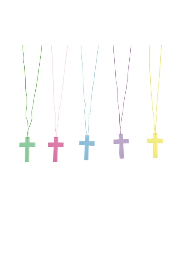 Pastel Crystal Cross Necklaces - Jewelry - 48 Pieces
