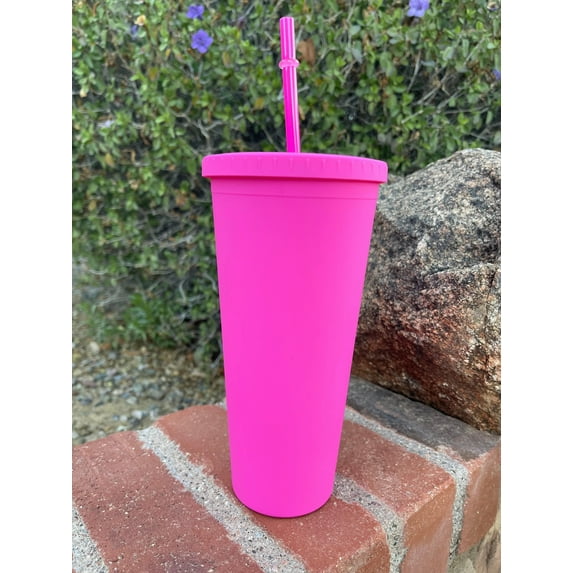 Pastel Cup Blank Cups Tumblers, 24 oz Matte Tumblers, Double Wall Acrylic Tumbler With Straw and Screw Lid BPA Free