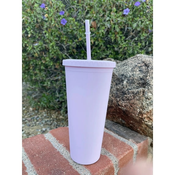 Pastel Cup Blank Cups Tumblers, 24 oz Matte Tumblers, Double Wall Acrylic Tumbler With Straw and Screw Lid BPA Free