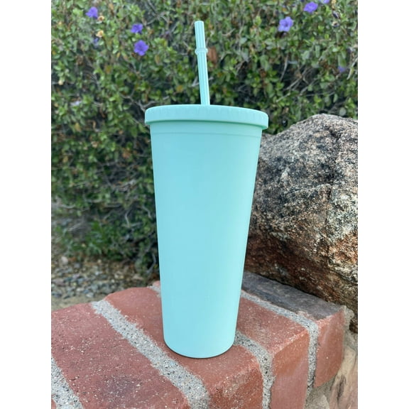 Pastel Cup Blank Cups Tumblers, 24 oz Matte Tumblers, Double Wall Acrylic Tumbler With Straw and Screw Lid BPA Free