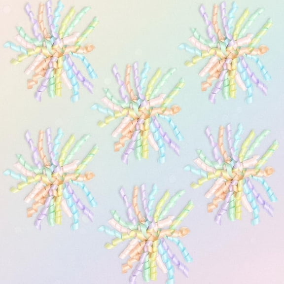 Pastel Curly Bows for Gift Wrapping Set of 6, Self Adhesive Bows Pastel Rainbow Gift Bows for Presents, Satin Ribbon Bows for Birthday, Wedding, Christmas, Bridal Shower