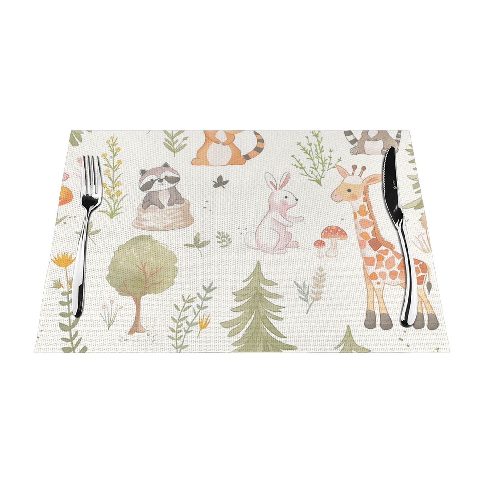 Pastel with Cute Animals Table mat can be wiped, dinner mat set, felt