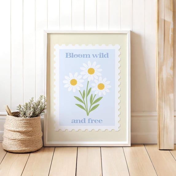 Pastel Daisy Bloom Wild And Free Wall Art Print, Boho Girly, Botanical ...