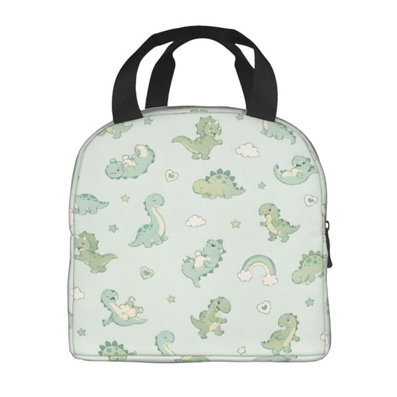 Pastel Dinosaur Cloud Rainbow Lunch Bag Thick Aluminum Foil Lunch Tote for Women Office Picnic Gift