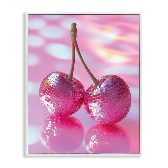 Stupell Industries Pastel Disco Ball Cherries White Framed Giclee Art, design by Creative Studio, 30 x 24