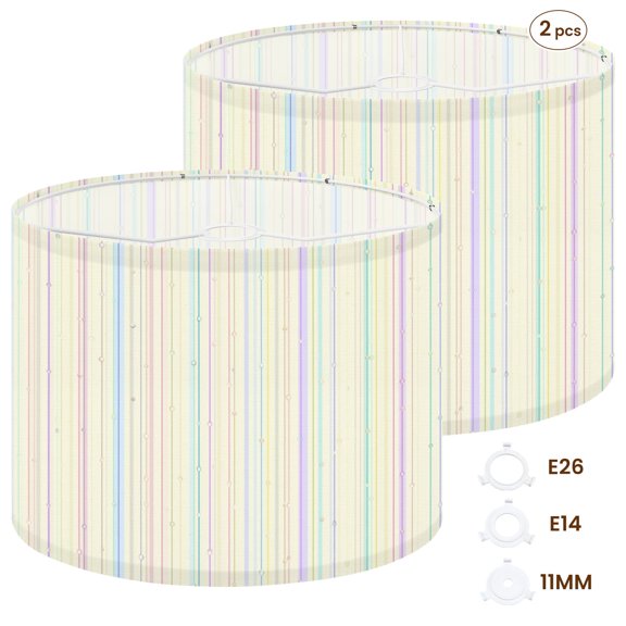 Pastel Drum Lampshades 13"x13"x10" Airy Pastel Rainbow Subtle Dashes Dots Light Shade for Table Lamps Floor Lamp Shades Replacement Assembly Required