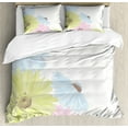 thumbnail image 1 of Pastel Duvet Cover Set, Gerbera Daisies Chamomiles in Colorful Design Spring Season Garden, Decorative 3 Piece Bedding Set with 2 Pillow Shams, King Size, Pale Green and Pale Blue, by Ambesonne, 1 of 3