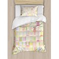 thumbnail image 1 of Pastel Duvet Cover Set Twin Size, Retro Pattern with Polka Dots Overlapping Ring Shapes Squares Colorful Funky Print, Decorative 2 Piece Bedding Set with 1 Pillow Sham, Multicolor, by Ambesonne, 1 of 3