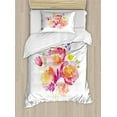 thumbnail image 1 of Pastel Duvet Cover Set Twin Size, Watercolor Bouquet of Roses Romantic Artistic Corsage Design Bridal Wedding Flora, Decorative 2 Piece Bedding Set with 1 Pillow Sham, Multicolor, by Ambesonne, 1 of 3