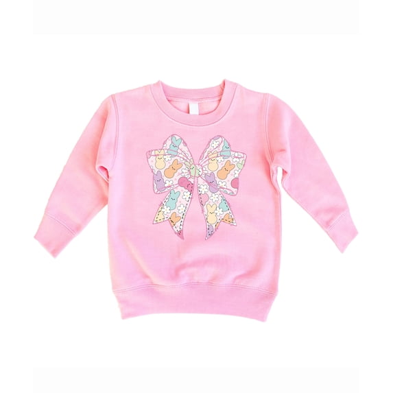 Pastel Easter Bow Sweatshirt for Girls Spring Holiday Flowers and Bunnies Pullover for Kids Pink Sweatshirt 3T