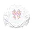thumbnail image 1 of Pastel Easter Bow Sweatshirt for Girls Spring Holiday Flowers and Bunnies Pullover for Kids White Sweatshirt Youth XS, 1 of 4
