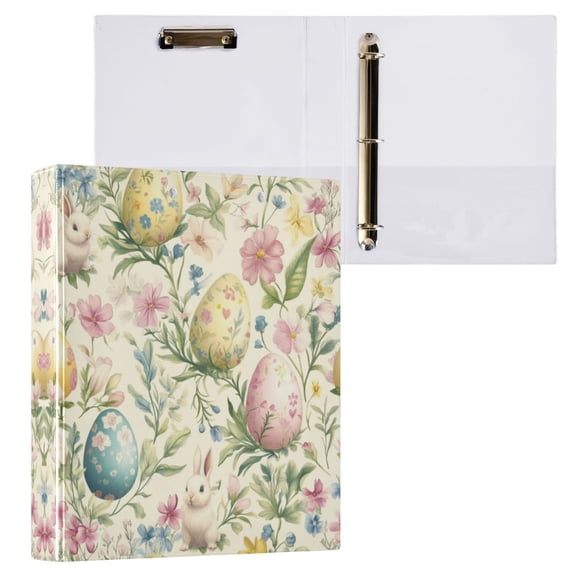 Pastel Easter Eggs 3 Ring Hardcover Binders 1.5in Round Rings for Letter-Size Folder Paper Organizer Pockets for Office Student Recipe