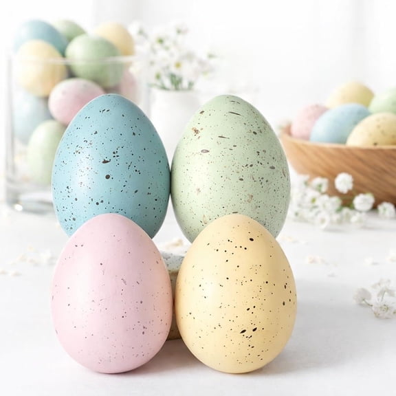 Pastel Easter Eggs Decoration, 16 pcs 2.4in Speckled Easter Eggs for Vase Filler Bowl Basket, Easter Basket Essentials Fake Easter Eggs for Rustic Decor Spring Decorations for Home