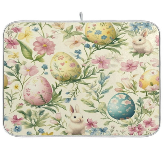 Pastel Easter Eggs Dish Drying Mat Kitchen Mats Microfiber Counter Absorbent Dish Pad Drainer Rack