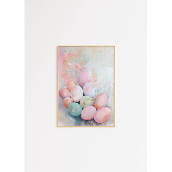 Pastel Easter Eggs Wall Art Soft Spring Watercolor Nursery Decor Print 8x12 UNFRAMED
