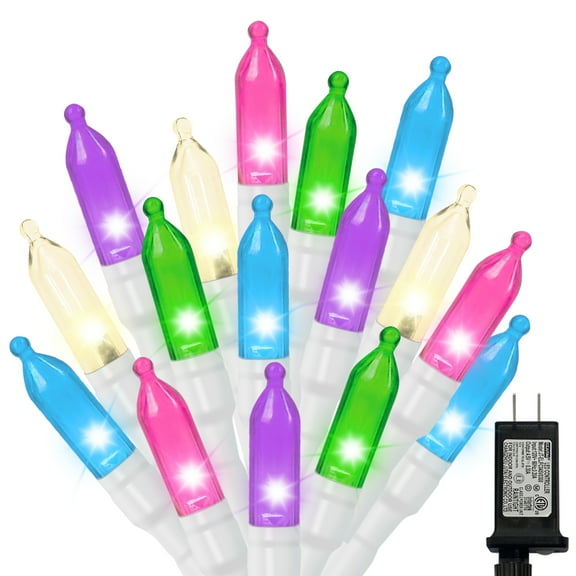 Pastel Easter Lights String, Multicolor Christmas Mini Light, 32.5FT 100 LED with 16 Light Modes, Fairy Lights Plug in for Outdoor Xmas Trees Garland Wreath Holiday Decorations