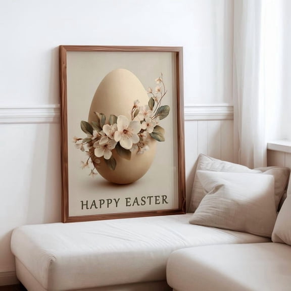 Pastel Easter Printed Paper Poster, Floral Egg Farmhouse Spring Wall Art 8x12 UNFRAMDE