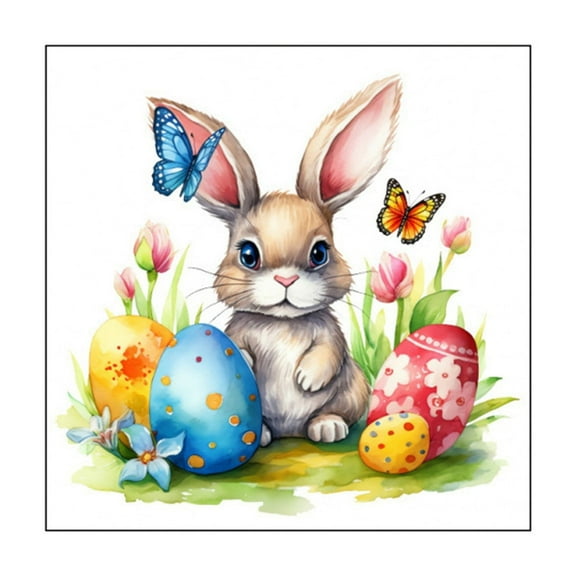 Pastel Egg Bunny Themed Peel And Stick Removable Wallpaper For Indoor Wall Decor 11.61X11.61X0.08 Inch