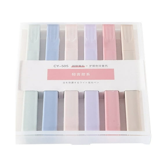 Pastel Eye-Protection Highlighter Set - Morandi Color Square Markers for Notes, Journaling, and Color-Coding (2ml Ink, 6-Color)