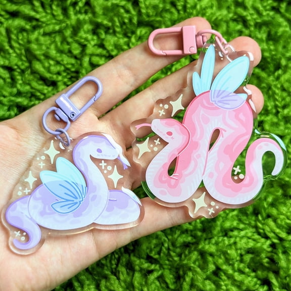 Pastel Fable Fairy Snake Acrylic Keychain Cute Kawaii Character Bag Charm, random 1 pack