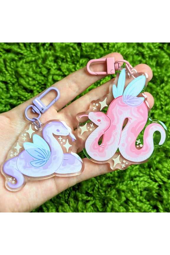 Pastel Fable Fairy Snake Acrylic Keychain Cute Kawaii Character Bag Charm, random 1 pack