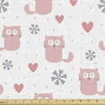 thumbnail image 1 of Ambesonne Pastel Fabric by the Yard Upholstery, Cats Hearts and Flowers Fun, 3 Yards, Pastel Pink and Blush, 1 of 5