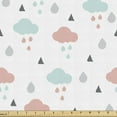 thumbnail image 1 of Ambesonne Pastel Fabric by the Yard Upholstery, Clouds Raindrops Winter, 3 Yards, Pale Blue Blush Grey, 1 of 4