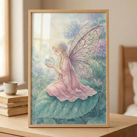 Pastel Fairy Crystal Orb Poster Whimsical Botanical Fantasy Wall Art Decor 24x36 UNFRAMED