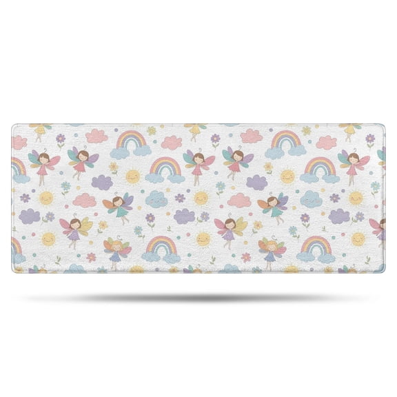 Pastel Fairy Rainbow Pattern Bathroom Rugs Mat,Non Slip Microfiber Bathroom Rug,Rubber Backing,Soft Bathroom Mats for Bathroom Floor,Tub and Shower,60x24in(150x60cm)