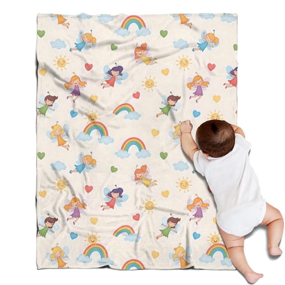 Pastel Fairy Rainbow Pattern Blanket,Comfortable Soft Flannel Throw Blanket,All Season,Warm Lightweight Blankets for Sofa Bed Couch Living Room Chair,30"x40"