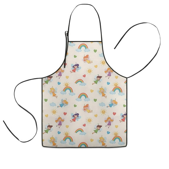 Pastel Fairy Rainbow Pattern Kids Aprons for Girls and Boys,Adjustable Neck Strap Toddler Aprons for Kids Cooking Baking