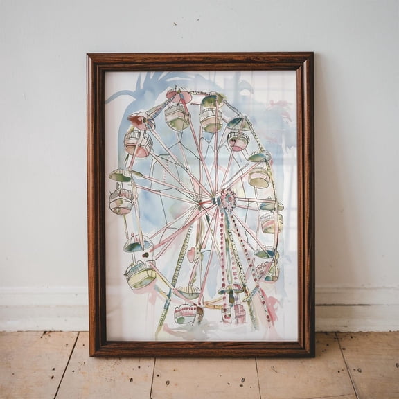 Pastel Ferris Wheel Wall Art Poster, Aesthetic Pastel Artwork, Vintage Ferris Wheel, Pastel Nursery Art, Unframed Poster Size 16x24
