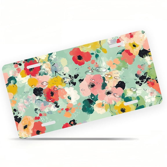 Pastel Floral Blush Pattern Funny Personalized License Plate Rust-proof Stainless Steel Metal License Plate Suitable For Men And Women 12.2" x 6.2"