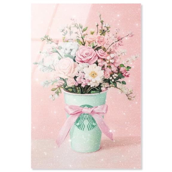 Pastel Floral Coffee Cup Acrylic Print Glam Art Prints by Art Remedy, Ready to Hang, 10 x 15