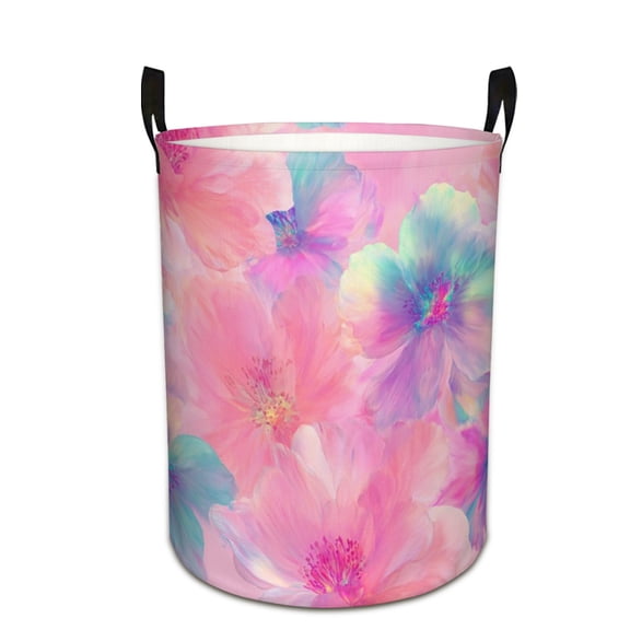 Pastel Floral Dreamscape Print Extra Large Foldable Laundry Basket  Stylish  Easy to Use for Bedroom Bathroom  Laundry Room  Oxford Fabric Storage Bin