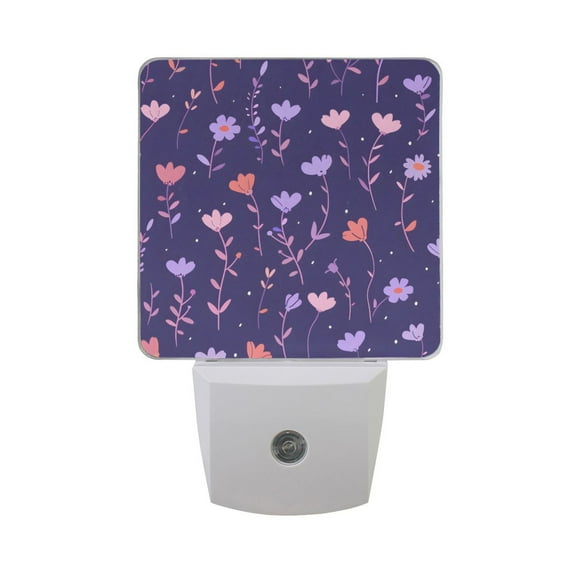 Pastel Floral Flower Night Light 2 Pack LED Nightlight Plug into Wall Dusk to Dawn Sensor Soft White