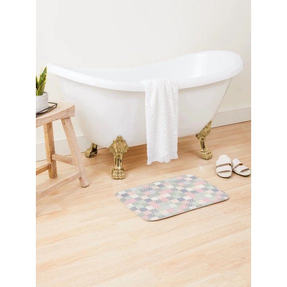 Pastel Floral Patchwork Doormat, Non-Slip Backing, 15.7 x 23.6 in or 19.7 x 31.5 in
