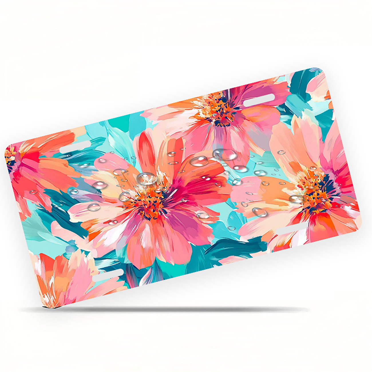 pastel-floral-pattern-funny-personalized-license-plate-rust-proof