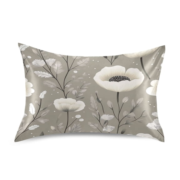 Pastel Floral Pattern King Size Pillowcase Ultra Soft Silky Fabric Wrinkle Fade Resistant 20x40in