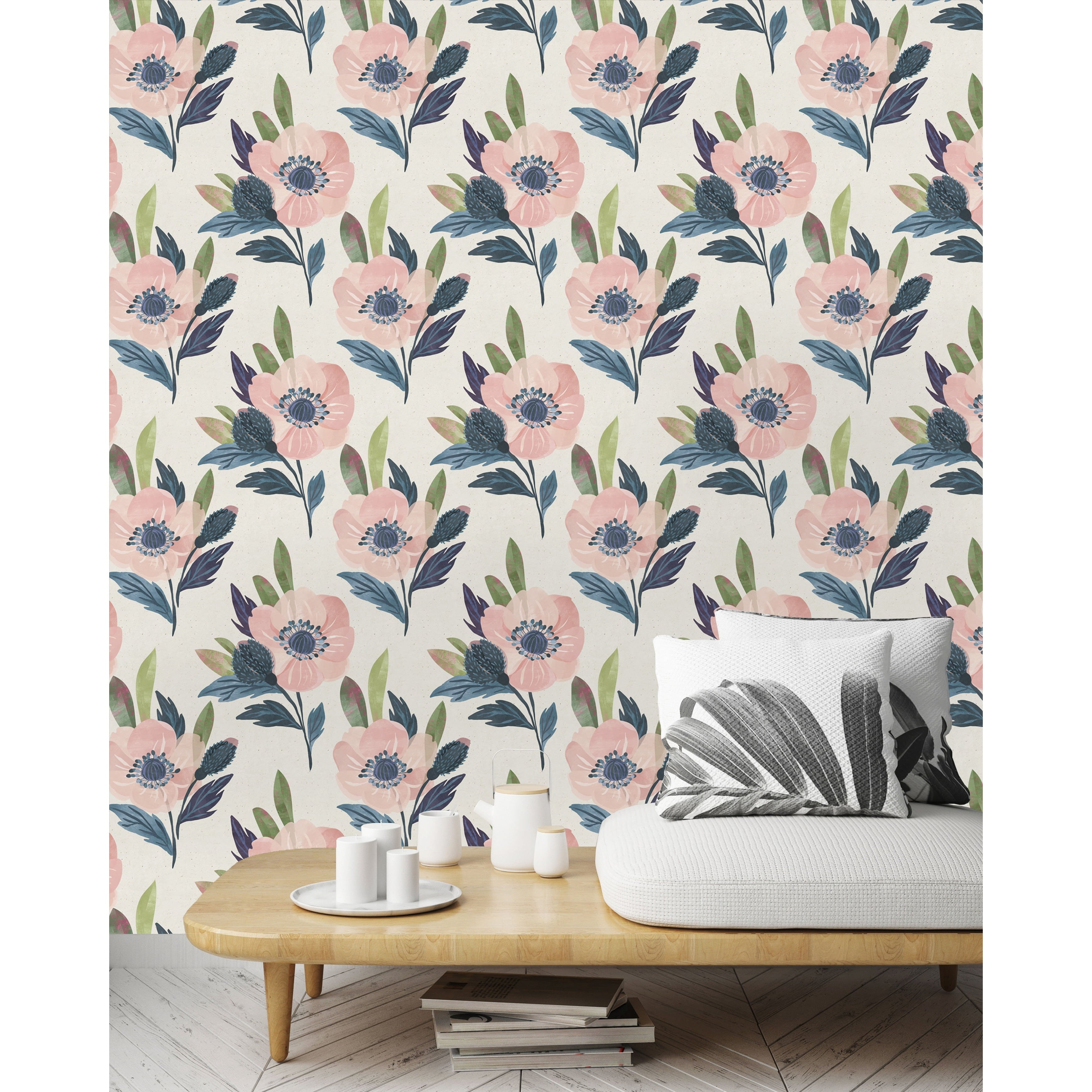 Pastel Floral Pattern Peel and Stick Wallpaper 25"W x 125"H - Walmart.com
