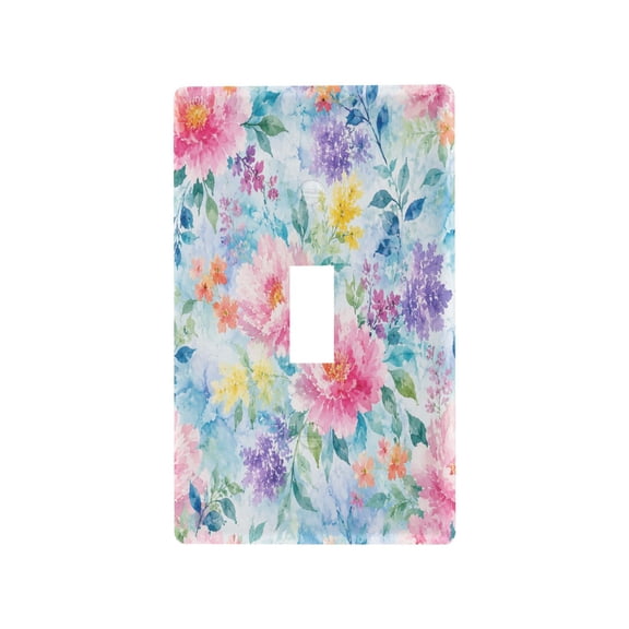 Pastel Floral Peony Pattern Decorative Wall Plate, Flame Retardant PC Plastic Light Switch & Outlet Cover with Mounting Screws Fits Toggle Switch