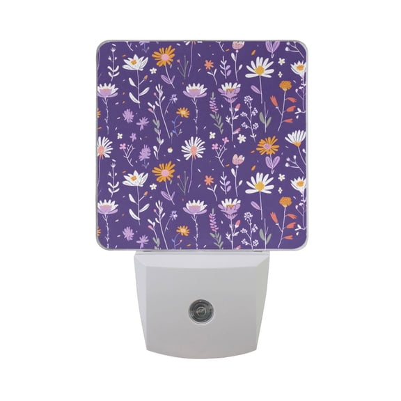Pastel Floral Plant Night Light 2 Pack LED Nightlight Plug into Wall Dusk to Dawn Sensor Soft White