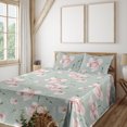 thumbnail image 1 of Ambesonne Pastel Floral Fitted & Flat Sheet with Sham 3 Pcs Set, Peony Blooms Leaves, Twin XL, Pale Sage Green Rose, 1 of 5