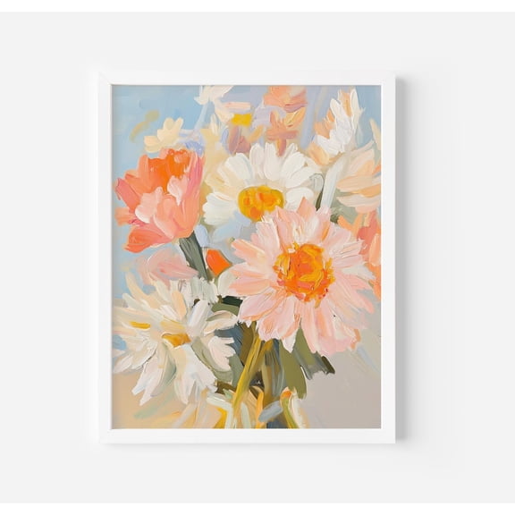Pastel Floral Spring Bouquet Art Print Colorful Nature Inspired Prints, Unframed Paper Print