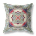 thumbnail image 1 of Pastel Floral Squares Suede Pillow Muted Green Indigo Hot Pink 16", 1 of 2